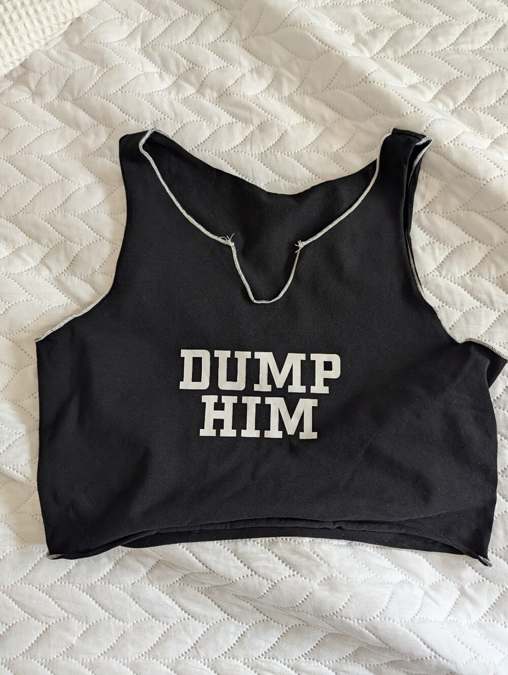 Dump Him Black Crop Tank Top